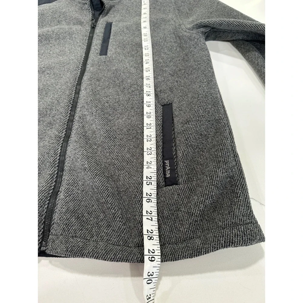 Prana Mens Gray Sherpa Lined Full Zip Sweater Fleece Jacket Size Large